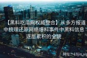 【黑料吃瓜网权威整合】从多方报道中梳理还原网络爆料事件中黑料信息逐层累积的全貌