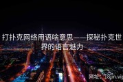 打扑克网络用语啥意思——探秘扑克世界的语言魅力