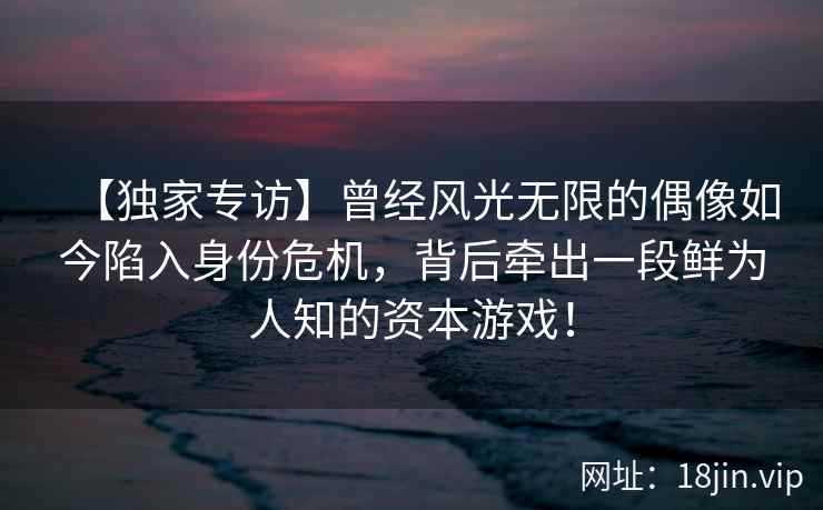 【独家专访】曾经风光无限的偶像如今陷入身份危机，背后牵出一段鲜为人知的资本游戏！