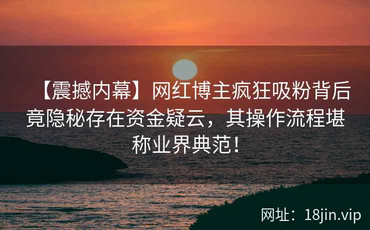 【震撼内幕】网红博主疯狂吸粉背后竟隐秘存在资金疑云，其操作流程堪称业界典范！